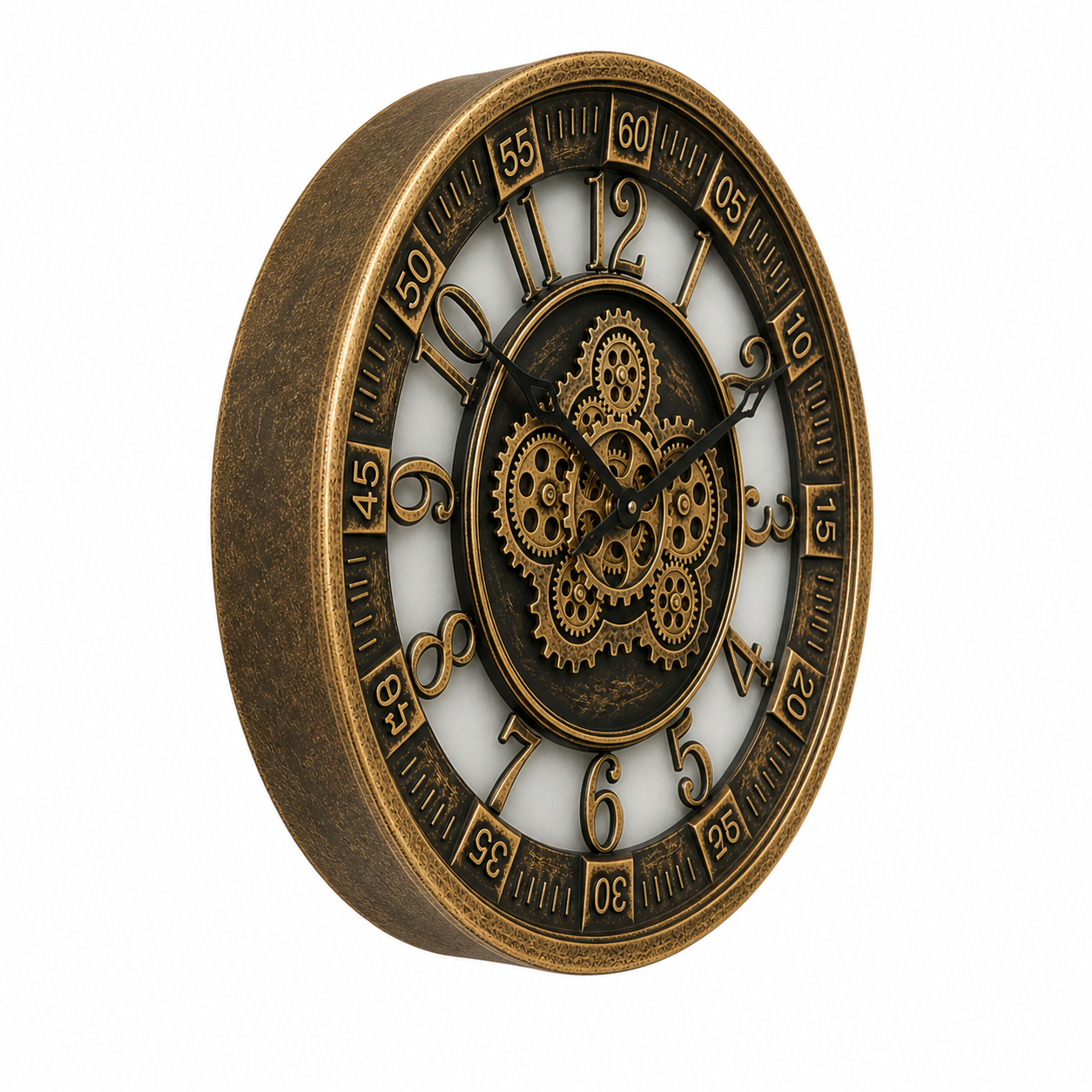 Wanduhr Bronze, 46cm, Räderwerk dreht sich, 8927