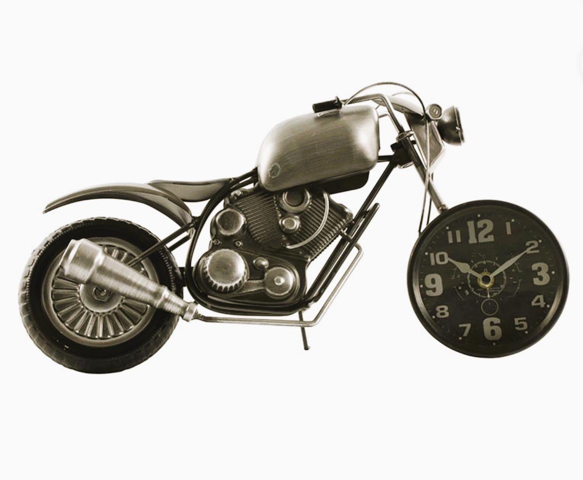 Tischuhr Töff 44 x 23 x 13,5 cm Schwarz/ silber