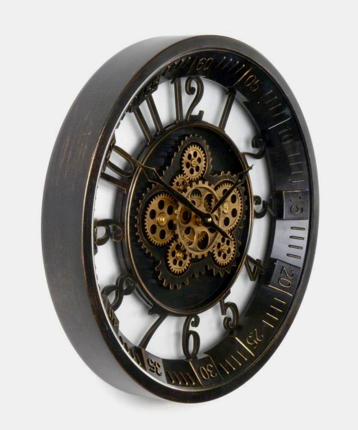 Wanduhr Schwarz/ Altgold 46cm, 2029