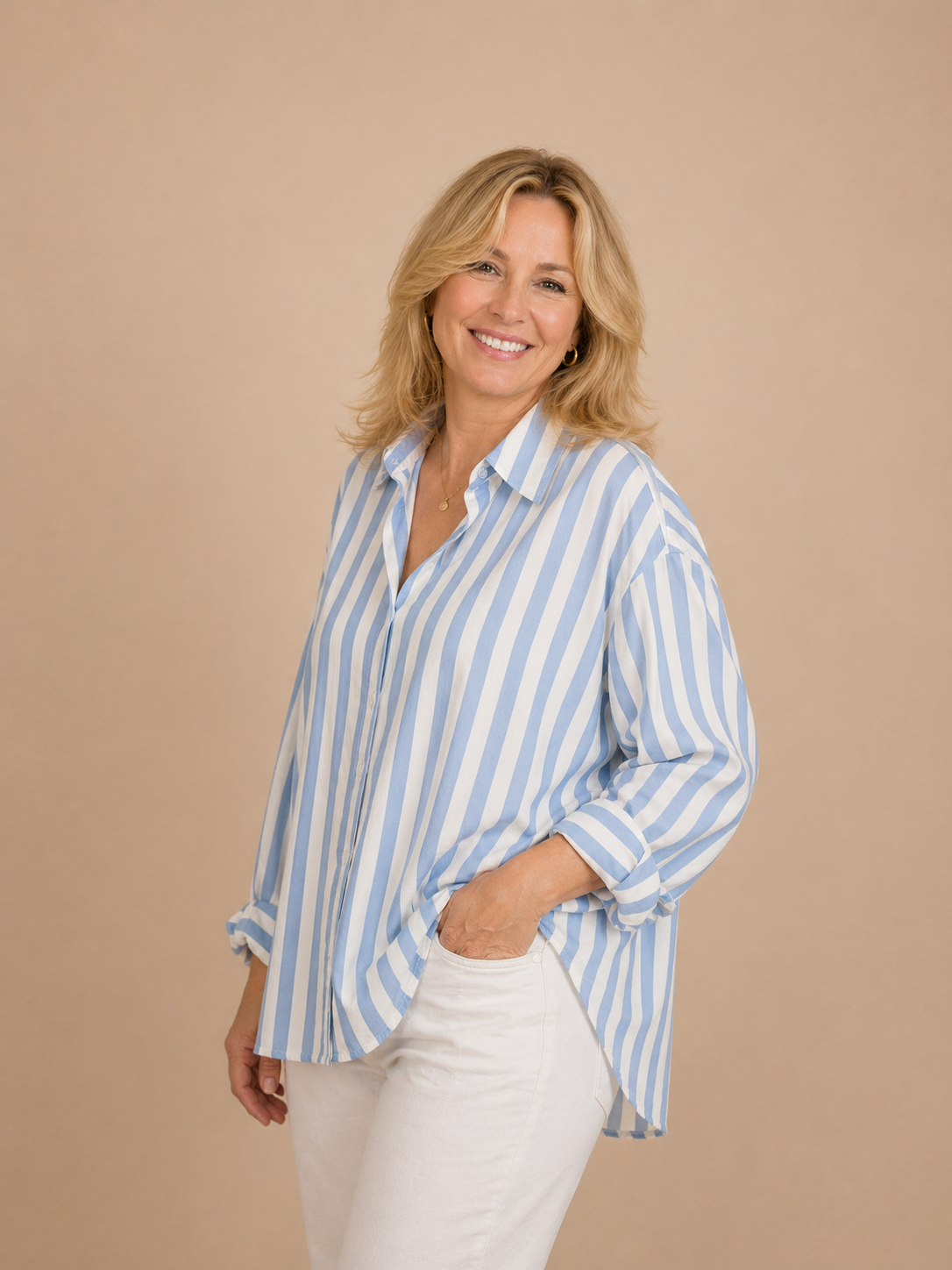 größere Größe Bluse gestreift blau