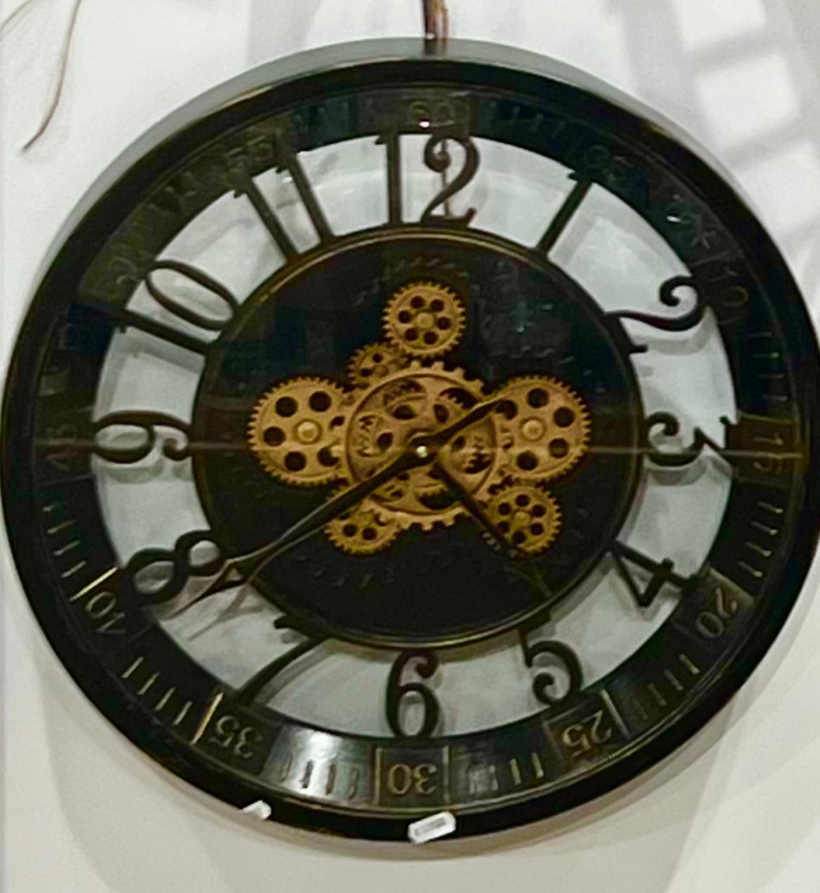 Wanduhr  Schwarz/ Altgold 46cm, 2029