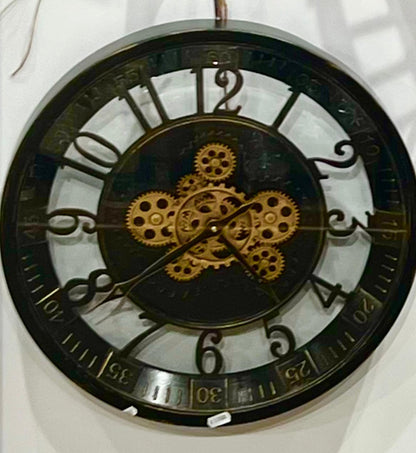 Wanduhr  Schwarz/ Altgold 46cm, 2029