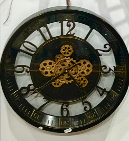 Wanduhr  Schwarz/ Altgold 46cm, 2029