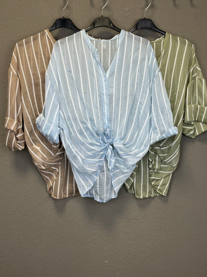 Bluse mit Streifen transparent