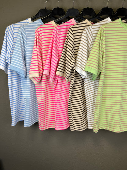 Streifen T-Shirt beige/pink