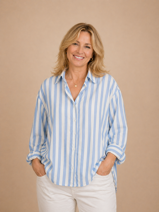 größere Größe Bluse gestreift blau