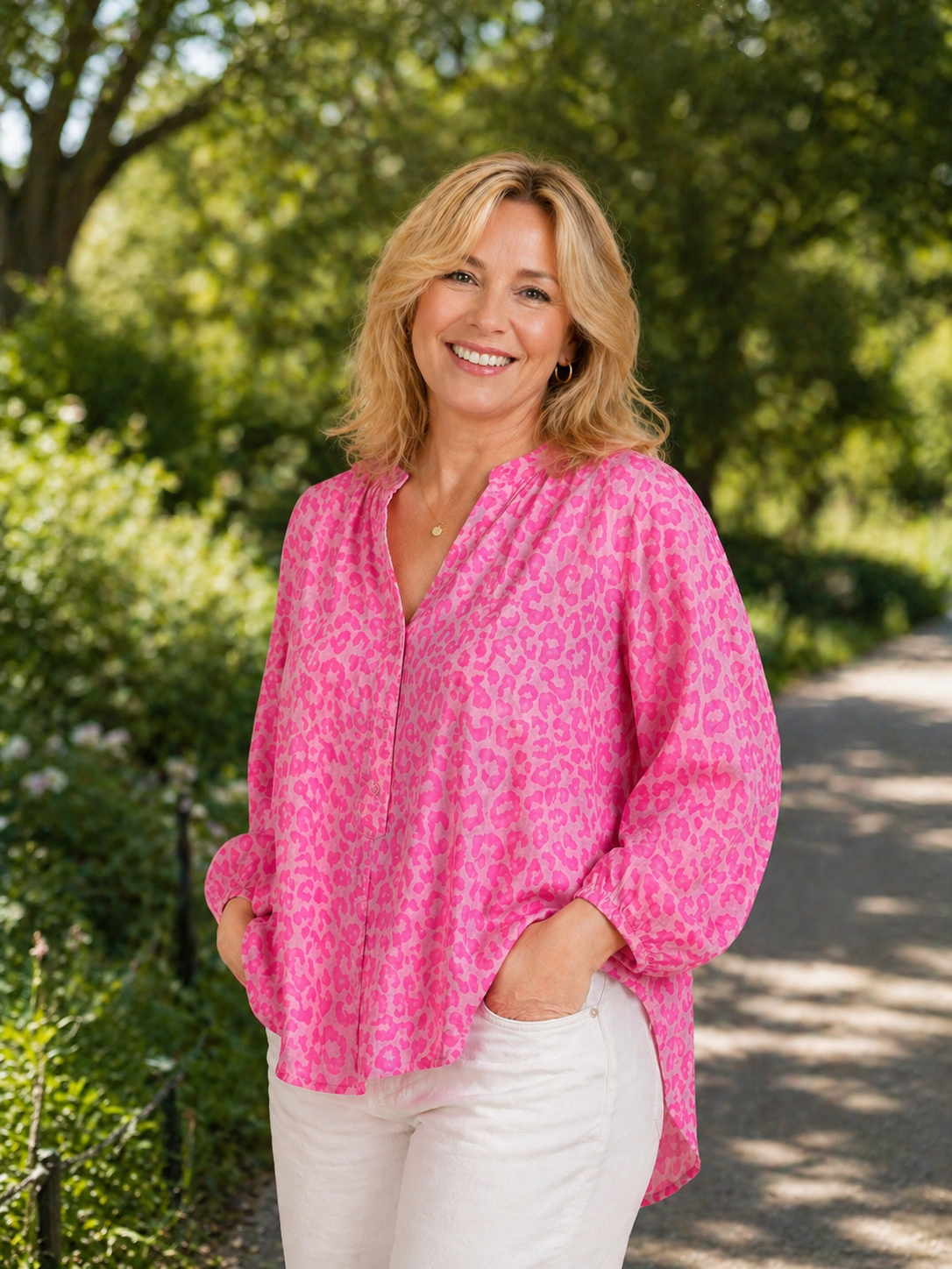 große Größe Leo Bluse pink