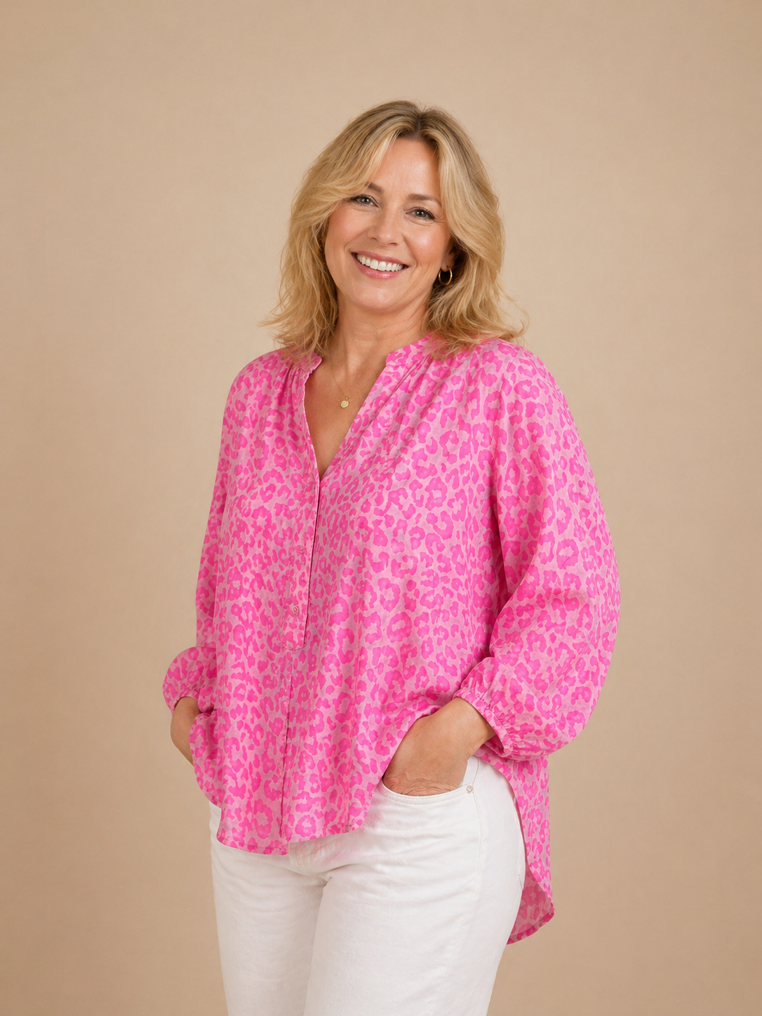 große Größe Leo Bluse pink