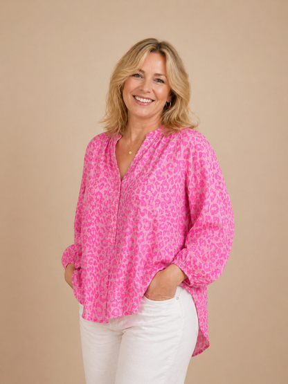 große Größe Leo Bluse pink