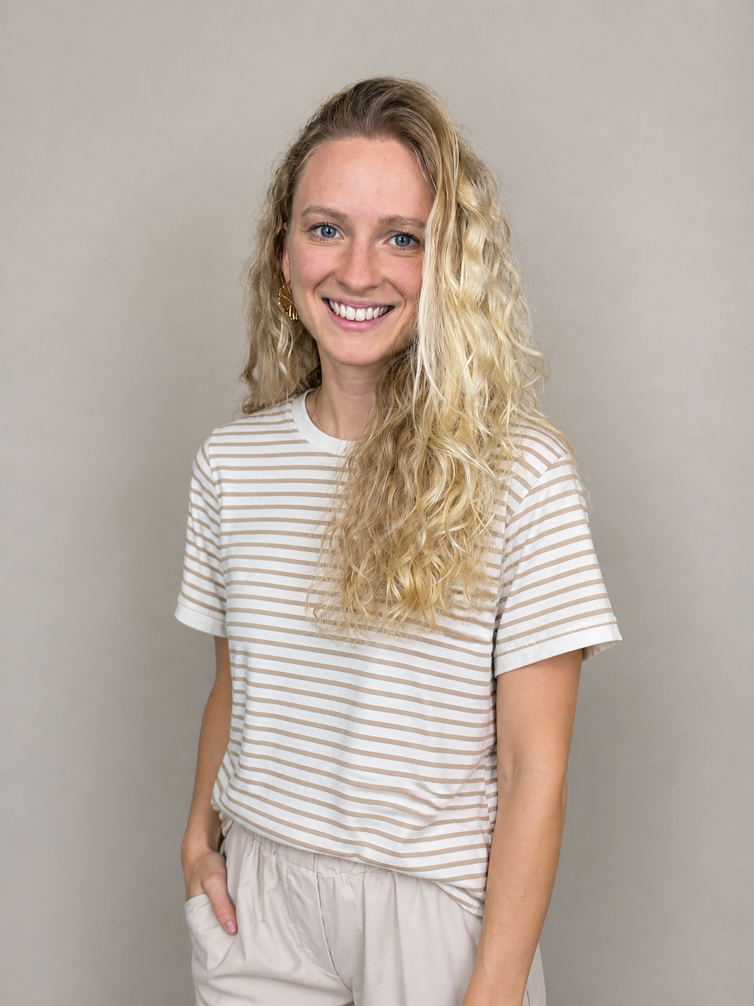 Streifen T-Shirt beige/schoko