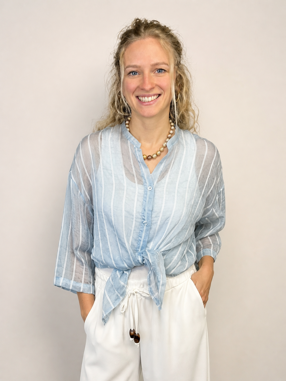 Bluse mit Streifen transparent