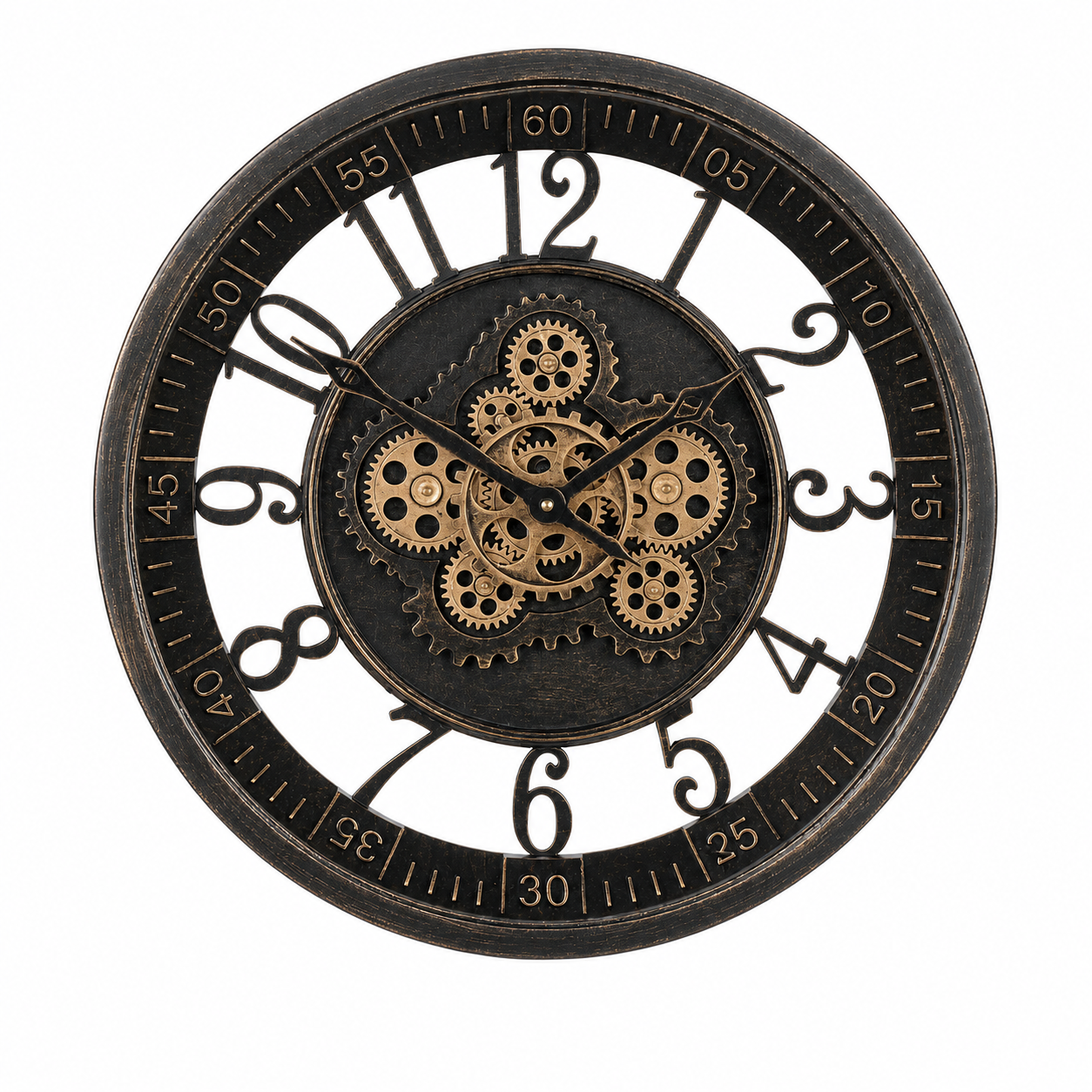 Wanduhr  Schwarz/ Altgold 46cm, 2029