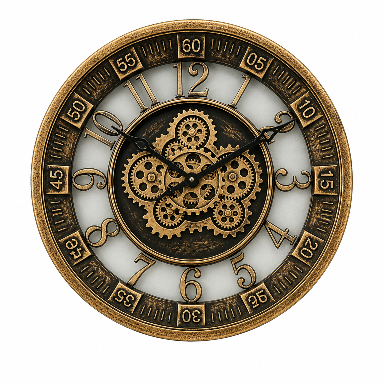 Wanduhr Bronze, 46cm,  Räderwerk dreht sich, 8927