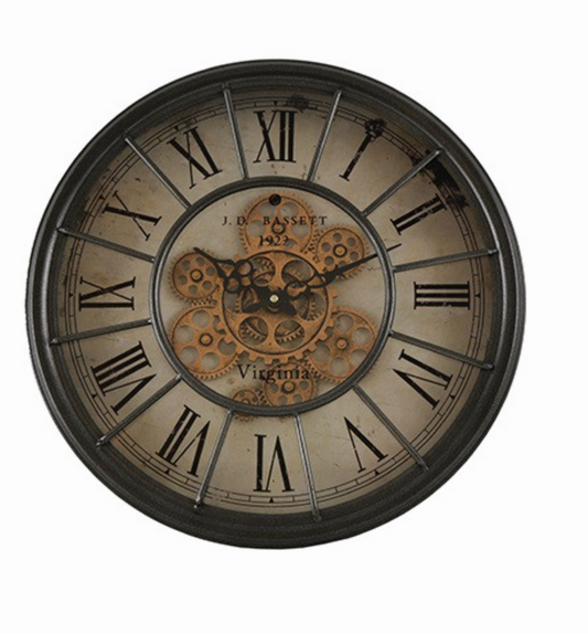 Wanduhr "Bahnhof S" Vintage ca. 47cm,  Räderwerk dreht sich