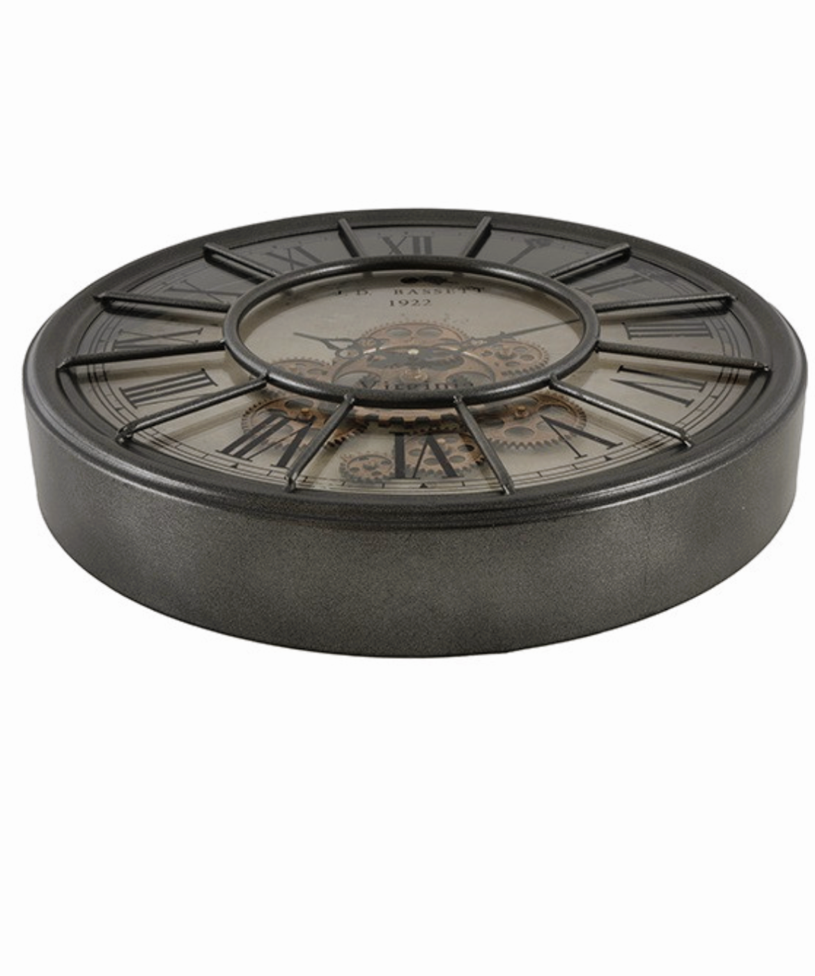 Wanduhr "Bahnhof S" Vintage ca. 47cm,  Räderwerk dreht sich