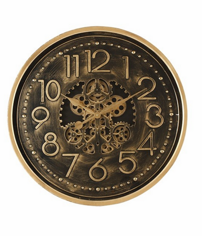 Wanduhr Tasma 70cm schwarz/bronze,  Räderwerk dreht sich