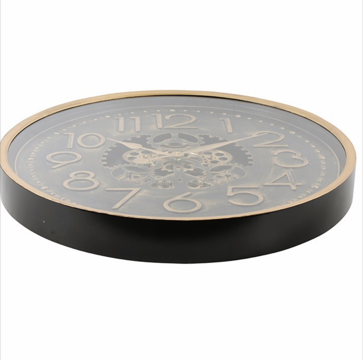 Wanduhr Tasma 70cm schwarz/bronze,  Räderwerk dreht sich