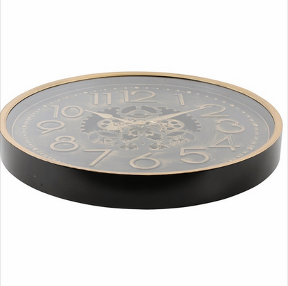 Wanduhr Tasma 70cm schwarz/bronze,  Räderwerk dreht sich