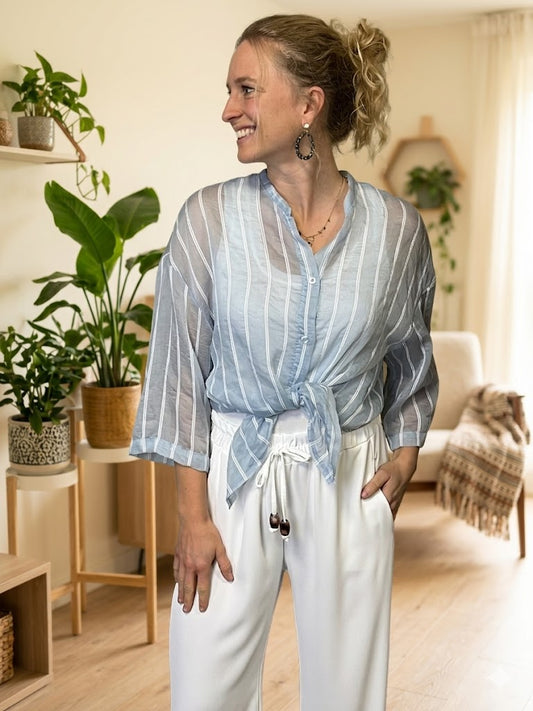 Bluse mit Streifen transparent