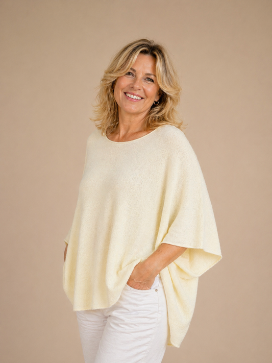 halbarm Strickpulli zartgelb