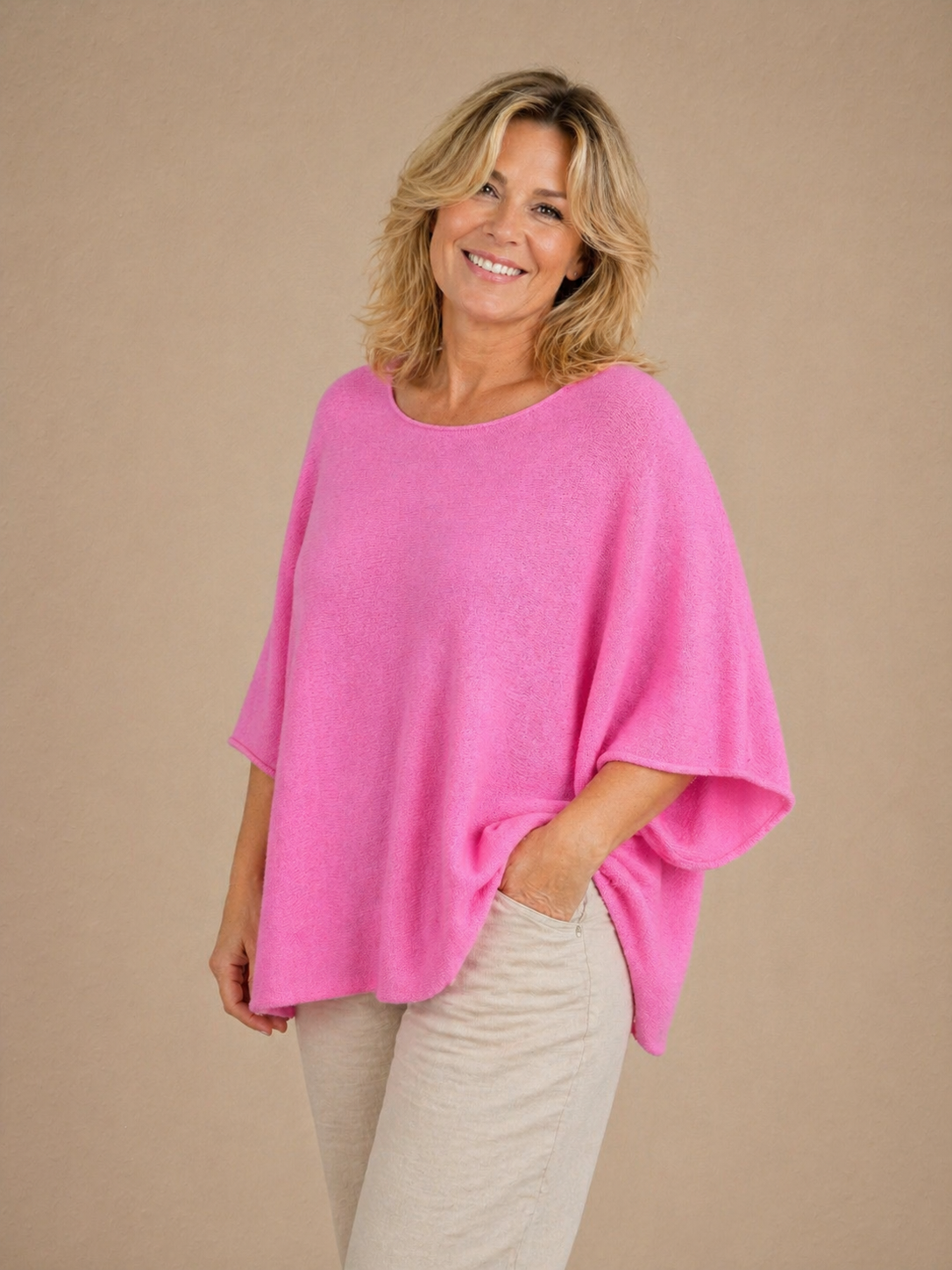 halbarm Strickpulli pink