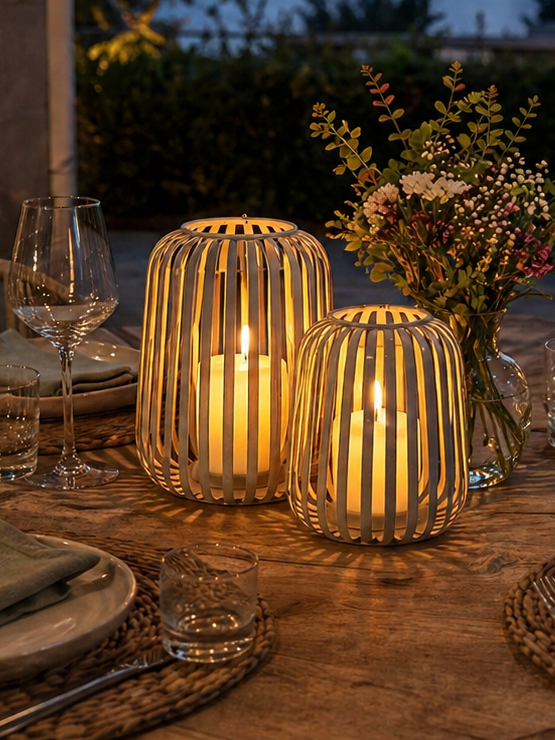 Metallwindlicht mit LED Outdoorkerze
