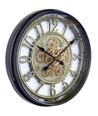 Wanduhr, Schwarz/ Bronze, 46 cm, Räderwerk dreht sich 3569