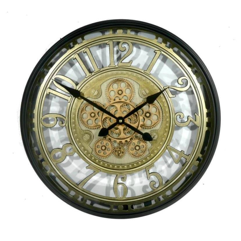 Wanduhr, Schwarz/ Bronze, 46 cm, Räderwerk dreht sich 3569