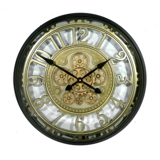 Wanduhr, Schwarz/ Bronze, 46 cm, Räderwerk dreht sich 3569