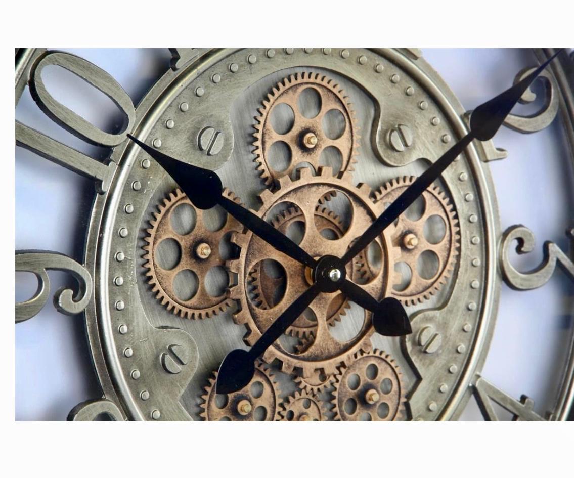 Wanduhr, Schwarz/ Bronze, 46 cm, Räderwerk dreht sich 3569