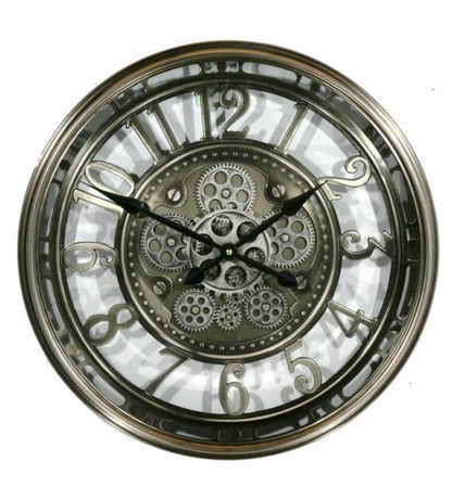 Wanduhr Schwarz/ Silber 54,5 cm,  Räderwerk dreht sich, 9951