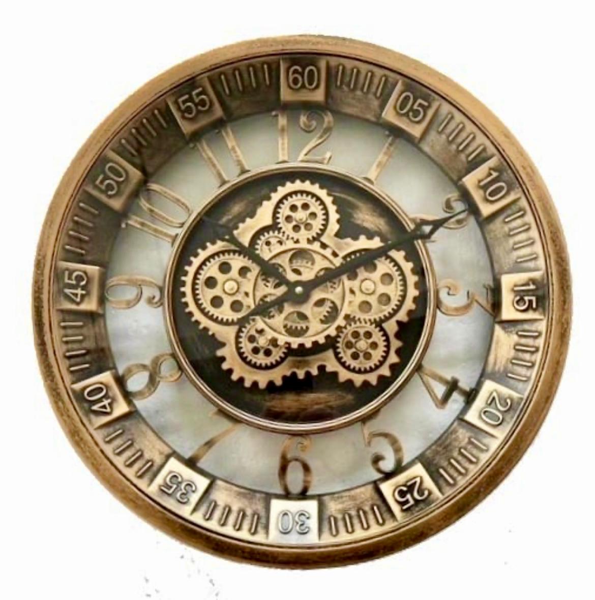 Wanduhr Bronze, 46cm,  Räderwerk dreht sich, 8927