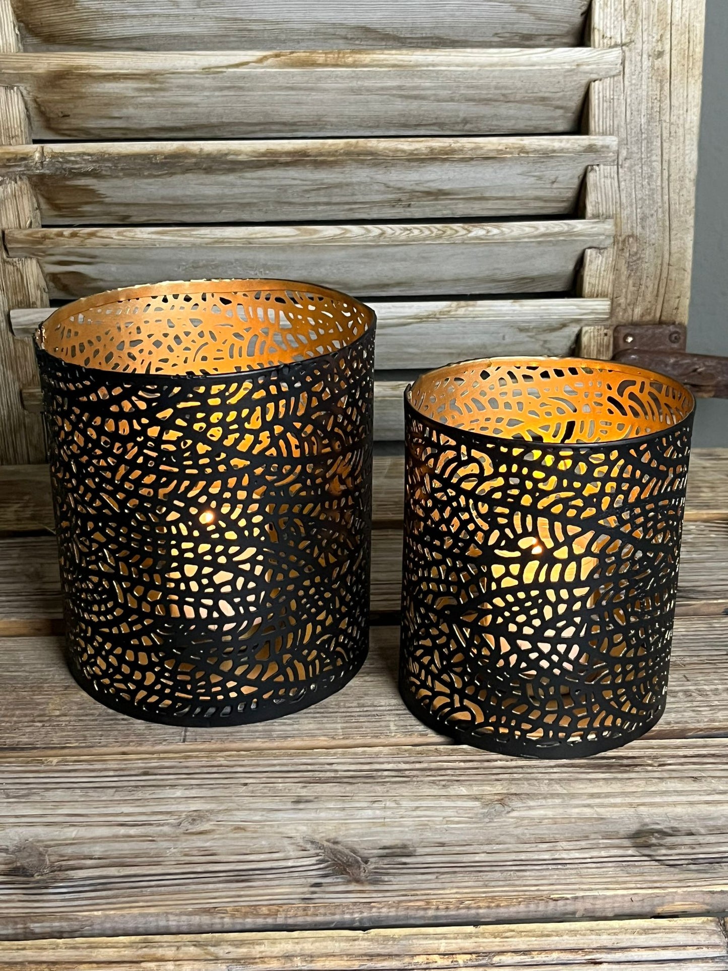 Windlicht schwarz-gold