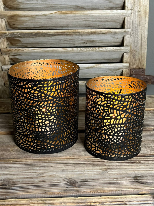 Windlicht schwarz-gold