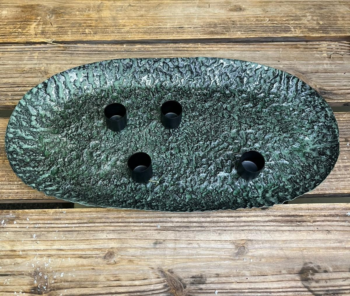 Tablett metall plus 4 Magnetkerzenhalter, ohne Dekoration