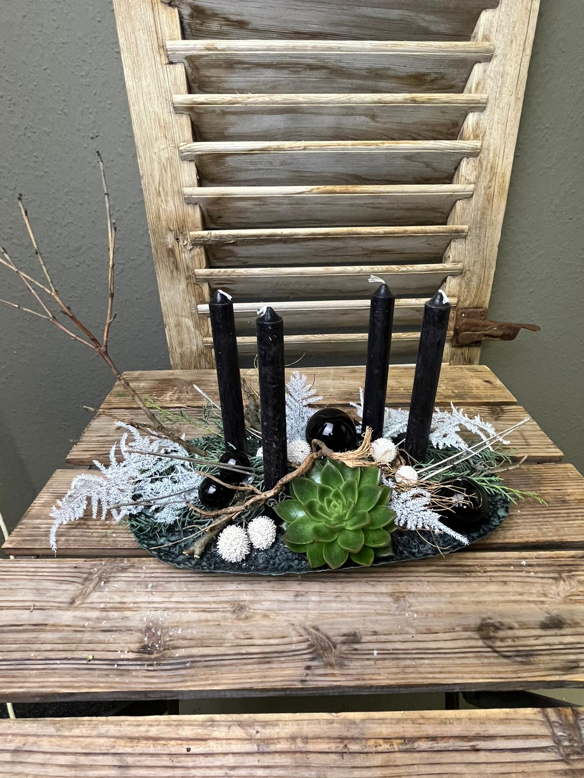 Tablett metall plus 4 Magnetkerzenhalter, ohne Dekoration