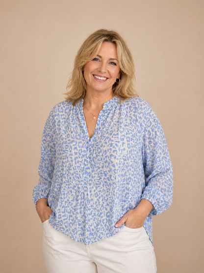 große Größe Leo Bluse blau